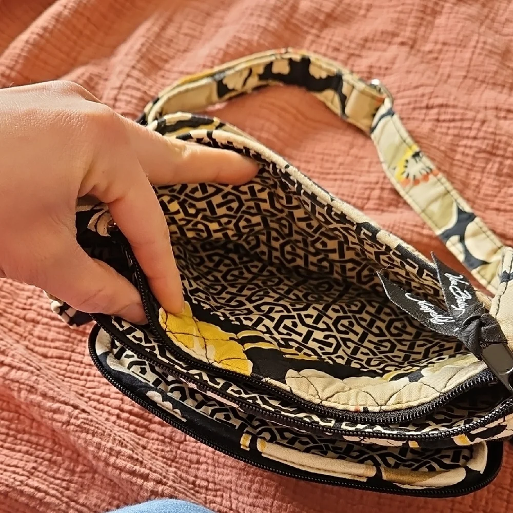 Vera Bradley Black and Yellow Floral Crossbody Bag - Picture 4 of 7